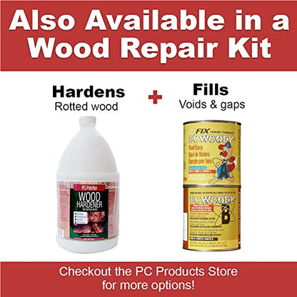 PC-Products Wood Repair Epoxy Paste and Wood Hardener Kit, PC-Woody 96 oz and PC-Petrifier 1 Gallon - size: Woody (96 oz) & Petrifier (1 gallon) Kit, style: PC-Woody Kit