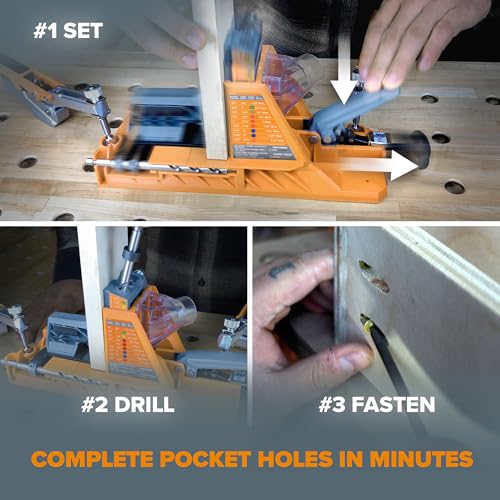BORA Automatic Pocket Hole Jig, 3in Face Clamp, Auto Adjusting Drill Guide - size: Auto Jig w/ 3" Clamp