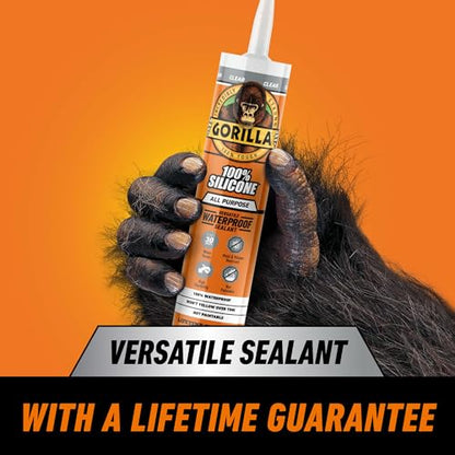 Gorilla 100% Silicone Waterproof Caulk, Clear, 10 oz Cartridge - color: Clear, size: 10oz