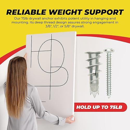Qualihome Zinc Self Drilling Drywall Anchor Hollow Wall Anchor Kit With Screws - Metal Self Drilling Drywall Anchors With Wide Screw Fins - #8 Zinc Drywall Anchors Heavy Duty (10 Pack) - size: 10 Pack