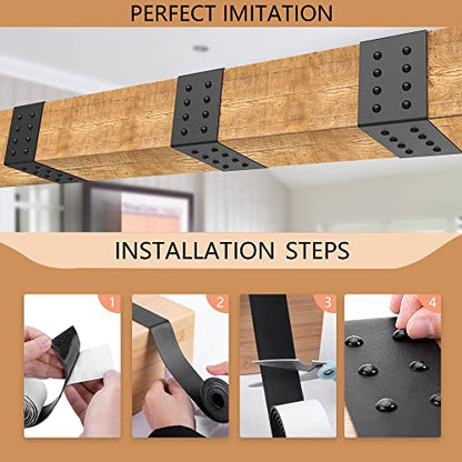5ft Faux Wood Beam Strap, Flexible Beams Gap Hiding Strap, Metal Look Strap - size: 2.36"width