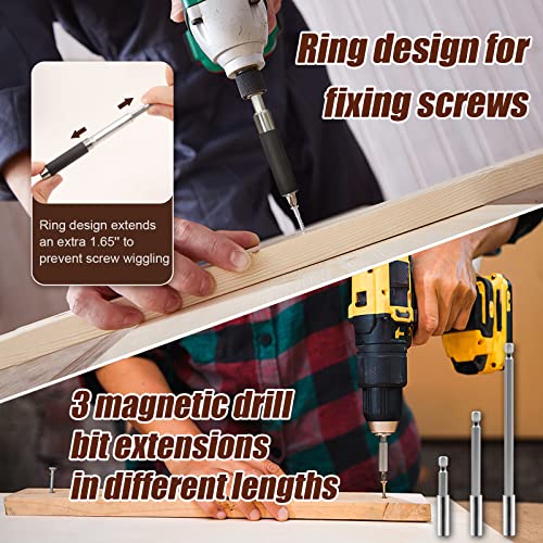 6Pcs Drill Bit Magnetic Bit Holder Extension Set with Degree Pivot Driver
