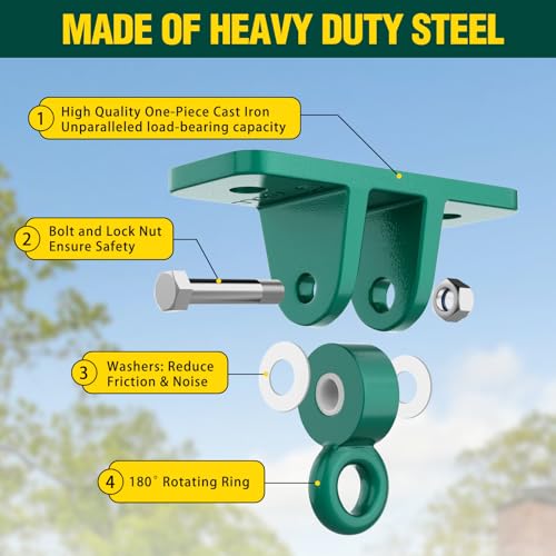 BETOOLL Swing Sets Brackets - 2 A-Frame Swing Set Brackets and 4 Swing Hangers and Trapeze Swing Bar with All Mounting Heavy Duty Hardware Included - Swing Set Kit for Porch, Yard, Playground - Green - color: 2 A-Frame Swing Set Brackets +4 Swing Hangers