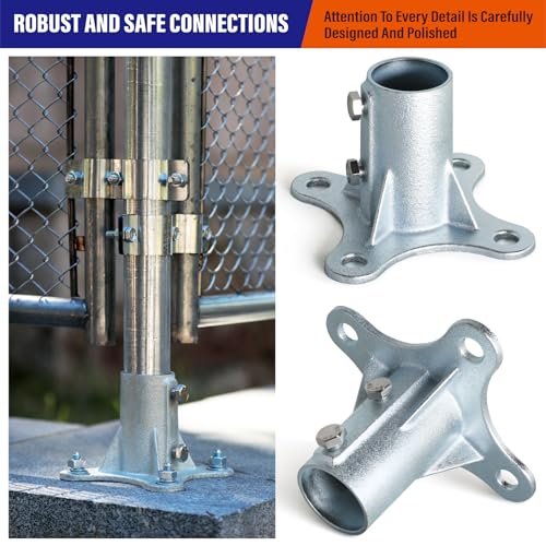 4Pack 2"(Actual: 1 7/8" OD) Chain Link Fence Post Base Flange Bracket Galvanized - size: 2"