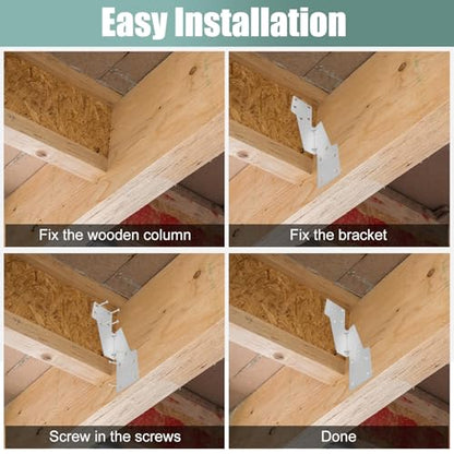 30 Pack Hurricane Straps Brackets, Heavy Duty Hurricane Ties with Black Powder-Coated, Hurricane Straps Trusses/Rafters Ties Brackets Joist Hangers for Wood, Shed, Roof - style: Silver
