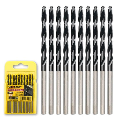 1/16 Inch Cobalt Drill Bit 10PCS | High Speed Steel | Drill Bit for Stainless Steel and Hardened Metal | HSS M35 Titanium Aluminum Nitride Coating - size: 1/16 Inch