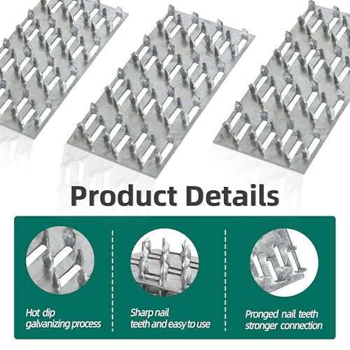 60 Pack 4"x2" Pronged Truss Plates with 8mm Nail Teeth