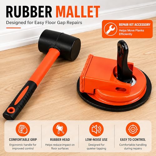 Floor Gap Fixer Tool, Suction Cup Floor Repair Kit with Rubber Mallet
