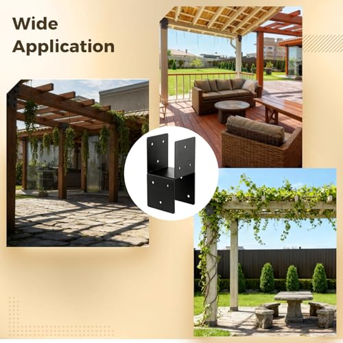 4 PCS Heavy Duty Post Cap Tie Brackets, 4x4 (Actual 3.5"x3.5") Pergola Brackets, Heavy Duty Galvanized Metal Bracket, Wood Post Beam Connector for Gazebo Deck Patio Pergola Construction (4x4-4PCS) - color: 4x4-4PCS