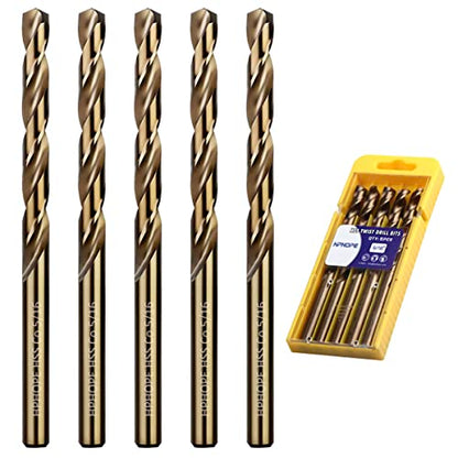 5/16 Inch Cobalt Drill Bits 5Pcs - HPHOPE M35 HSS Metal Twist Drill Bits Set, Jobber Drill Bits Length and Straight Shank, Suitable for Drilling in Hard Metal, Stainless Steel, Cast Iron - size: 5/16-inch, 5Pcs