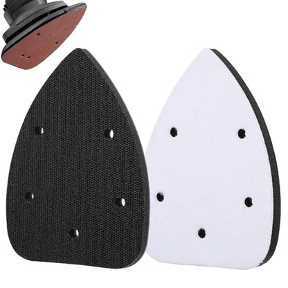 2Pcs Mouse Detail Sanding Interface Pad Hook and Loop, Triangle 5 Holes Sanding Pad, Foam Interface Mouse Sander Sandpaper Backing Pads for for Detail Sander Woodworking, 140mm*100mm