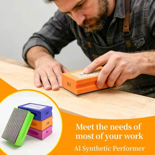 Diamond Hand Polishing Pads,60 Grit Diamond Sanding Pads with Foam Backing Tile Tools Polishing Pad Sanding Block Polishing forGlass Wood Ceramic Marble Metal 1pcs - color: Rose red