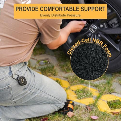 MELOTOUGH Mini Kneeling Pads with Badge Reel for Work, 1" Thick Soft NBR Foam Kneeling Pad for Mechanics, Construction, Electricians, Plumbers - Portable & Comfortable (Black) (Pack of 2) - size: One Size (Pack of 2)