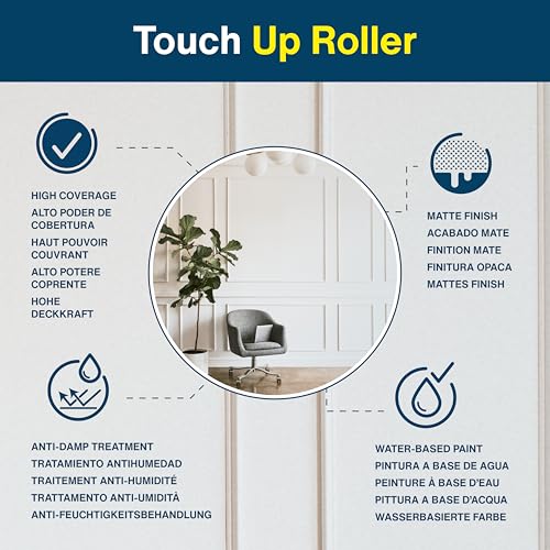 Wall Touch Up Paint Roller - White Wall Repair Paint for Touch Ups, cover Moisture Stains and Scratch Marks, Rechargeable with Replacement Roller Included – 2,7fl.oz./80ml (1)