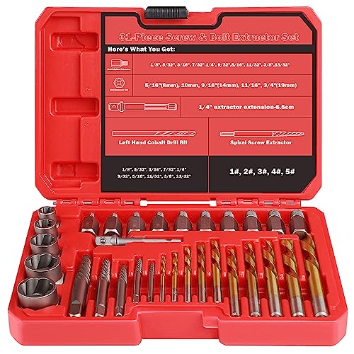 35 Pcs Spiral Screw Bolt Extractor Set Left Handed Drill Bit - size: 35Pcs