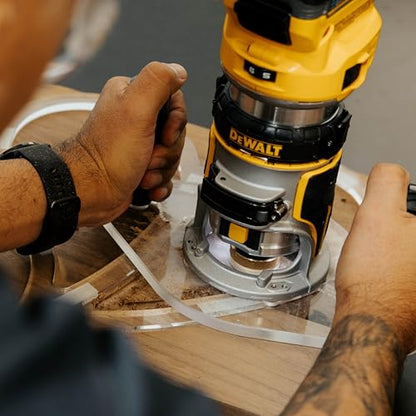 WOOD GRAIN JUNKIE® TrimFit Pro® Dual Grip Router Base Plate Compatible with DeWalt DWP611 & DCW600B, 6”x10” Clear Acrylic Base with Handles, Fits Standard Guide Bushings, Made in USA