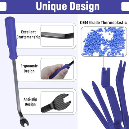 BFXM 5PCS Auto Trim Removal Tool kit,Clip Pry Tools Kit No Scratch Plastic - color: Blue