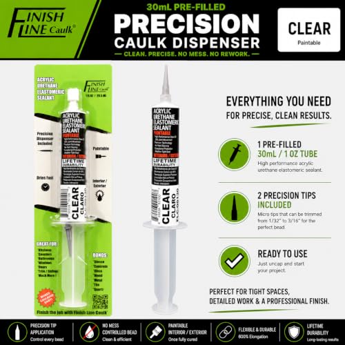 30mL Pre-Filled Precision Caulk Applicator Clear, 1-Pack - color: Clear