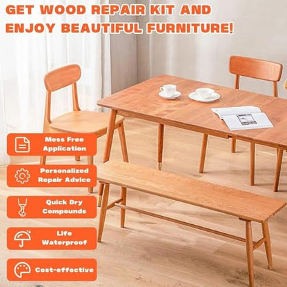 Wood Repair Kit for Wood Scratch Repair and Laminate Floor Scratch Repairs 12 Colors Filler Putty Paste to Fix Scratches Cracks Holes on Hardwood Laminate Vinyl Furniture Table Door Cabinet