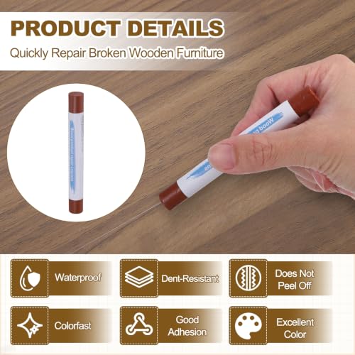 PATIKIL 4Pcs Wood Furniture Repair Markers with Scraper, Dark Brown - color: Dark Brown