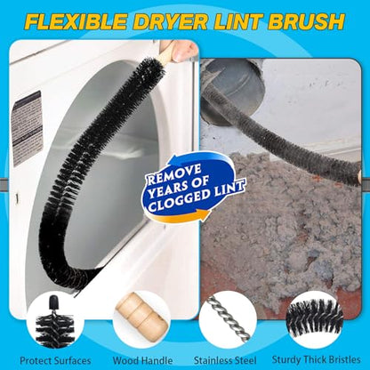 Sealegend 2 PCS Dryer Vent Cleaner Kit, Dryer Lint Vacuum Attachment&Brush - color: Black
