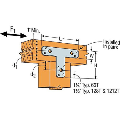 Simpson Strong Tie 128T 14-Gauge 12 in. x 8 in. T Strap 10-per Box - size: 10 Pack