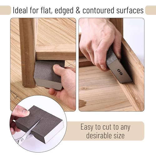 Bates- Sanding Sponge, 8 pcs, 80 Grit, Washable and Reusable, Sandpaper Block, Sanding Blocks for Wood, Sanding Pad, Drywall Sanding Block, Drywall Sanding Sponge - size: 8 Pack, 80 Grit
