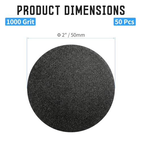 50 Pcs 2" Wet Dry Sandpaper, 1000 Grit, Hook & Loop - style: 1,000 Grit
