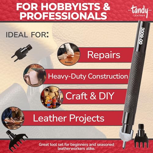 Tandy Leather Diamond Hole Chisel Set, Leather Sewing Projects, 10-Piece