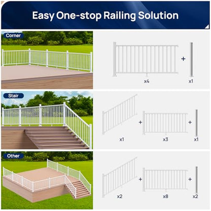 Egadis 1 Pack 2.56 in x 2.56 in x 39 in White Aluminum Railing Post - color: The 39in Post-1Pack