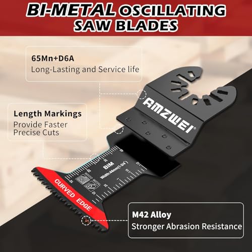 AMZWEI 10PCS Bi-Metal Oscillating Tool Blades for Metal Cutting