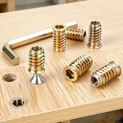 5/16"-18 x 13mm Threaded Inserts for Wood, Zinc Plated Carbon Steel Hex Socket Drive Insert Nuts for Wood Furniture, Hex Spanner Included, 40 PCS - size: 5/16-18 x 13mm, style: Carbon Steel