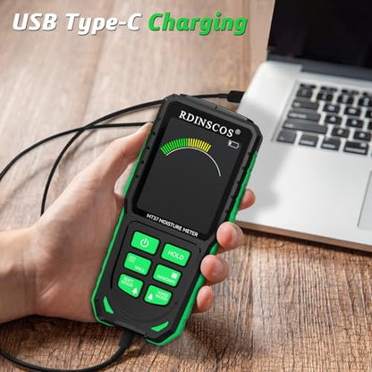 RDINSCOS Pinless Moisture Meter for Wall Digital Wood Moisture Detector - color: Black-green