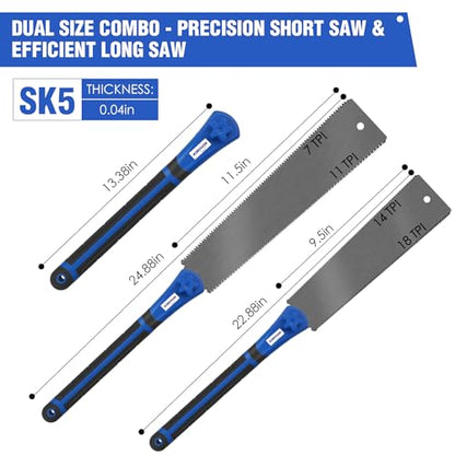 Japanese Pull Saw Set, 9.5" & 11.5" Double Edge Flush Cut Saw