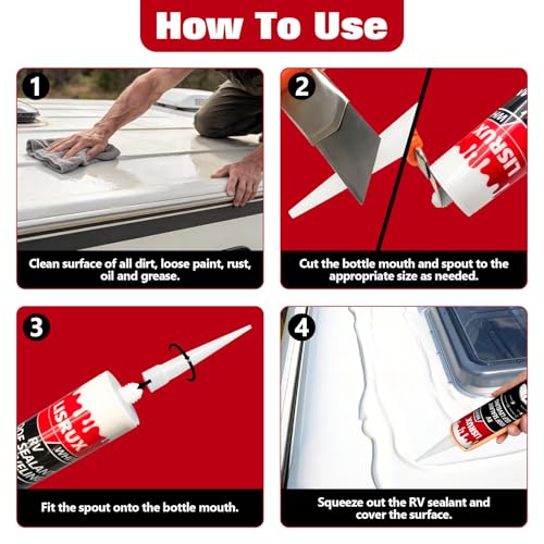 12 Pack RV Roof Sealant,Self Leveling Lap Sealant for RV Roofs,White RV Caulking Sealant Waterproof for Camper, Trailer & Motorhome - size: 12P