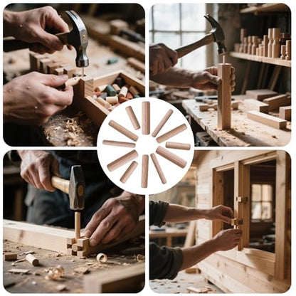 4 Sizes 250Pcs Wooden Dowel Pins Kit 1/4inch 5/16Inch Small Fluted Wood Dowels Pegs Hardwood Pin for Furniture Woodworking Crafts