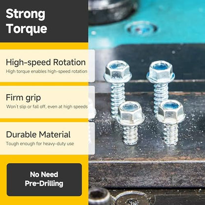 Mywish 50pcs #8 x 2 Self Drilling Screws for Metal, 410 Stainless Steel Hex Washer Head Self Drilling Screws, Black Oxided Self Tapping Sheet Metal Tek Screw Fast Tapping - size: #8x2"(50pcs)