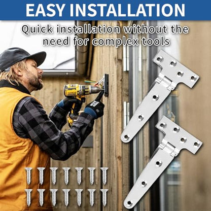 TamBee 4 Pcs 6 Inch Heavy Duty T-Strap Gate Hinge for Shed Gate