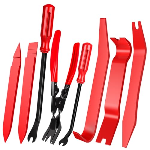 8PCS Auto Trim Removal Tool No Scratch Pry Tool Clip Remover Plier Red - color: red, size: 8 PCS