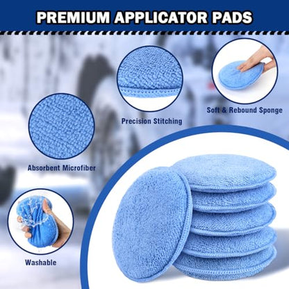 AIDEA Car Wax Applicator Pad, Microfiber Applicator Pad,Polishing Pads-12pk - size: 12