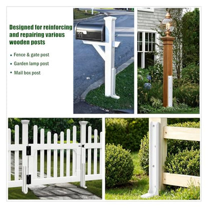 Fence Post Repair Kit, Heavy-Duty Fence Stabilizer, White, 1-Pack - color: White 1 pack