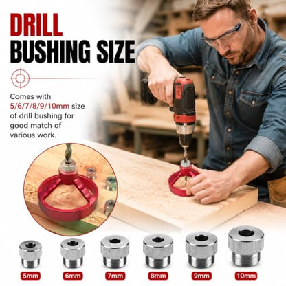 Drill Guide Locator, 6/7/8/9/10mm Self Centering Dowel Jig Kit Vertical Hole Woodworking Tool