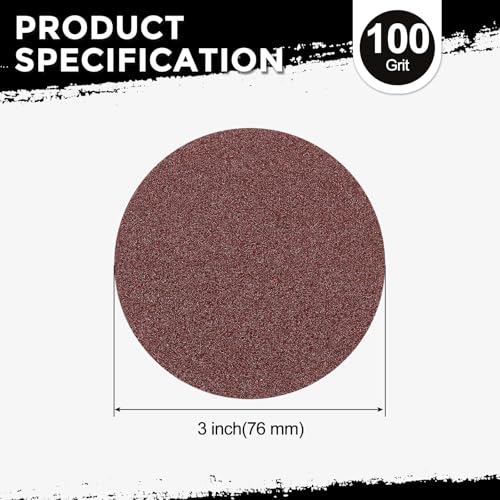100Pcs Sanding Discs 3Inch 100Grit Hook and Loop Sandpapers Red - size: 3 Inch(100 Grit)