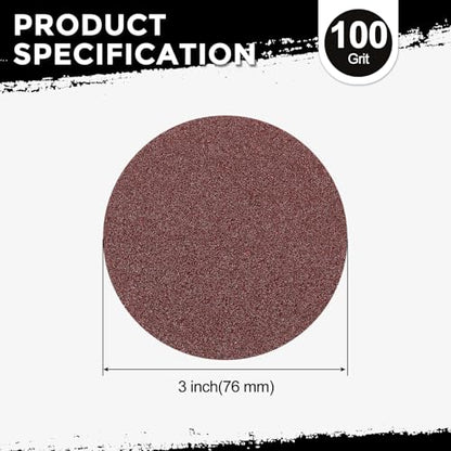 100Pcs Sanding Discs 3Inch 100Grit Hook and Loop Sandpapers Red - size: 3 Inch(100 Grit)