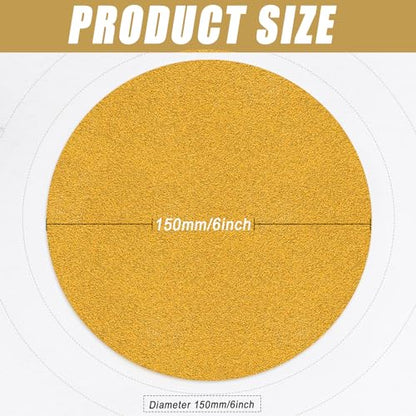 6-Inch No-Hole Hook and Loop Gold Sanding Discs 100-Grit, 100 Pack - size: 100 Grit