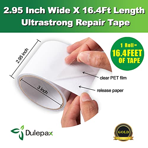Dulepax Tent Repair Tape,Ultrastrong Awning Repair Tape,Boat Covers Repair,Double Layer RV Covers Repair Kit,Tarp Repair,Canvas Pctch Kit,Sail Tape 1 Roll of 16.4' x 2.95" - size: 16.4 ft x 2.95"