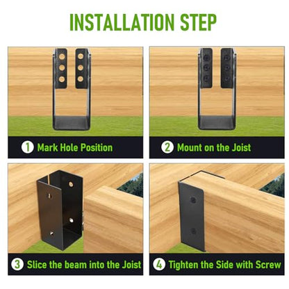 12 Pcs Concealed Joist Hangers, 2x4 Outdoor Beam Brackets with Screws