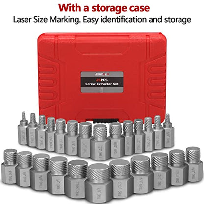 25-Piece Screw Extractor Set, Multi-spline Easy Out Extractors CR-MO Bolt Remover for Removing Broken Studs, Bolts, Socket Screws - color: 25-piece