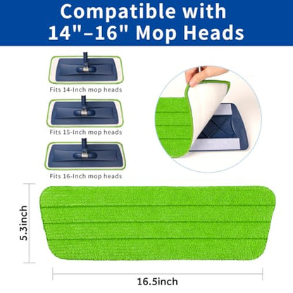 16.5" Microfiber Mop Pads Refills, 4 Pack Reusable Replacement Heads - color: 16"bluegreen*4
