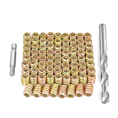 80Pcs M6x15mm-H Flushed Nut Inserts Wood Threaded Fastener for Furniture